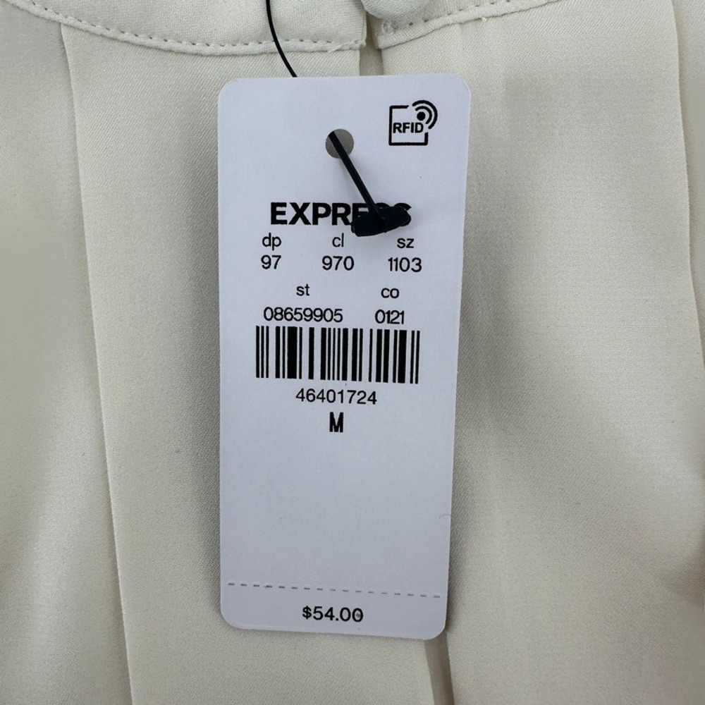 Express Relaxed Portofino Womens Med Cream Pleated Button Blouse NEW W/ TAG! - Picture 6 of 10